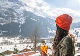 Blick auf den Eiger vom Balkon im Sunstar Grindelwald